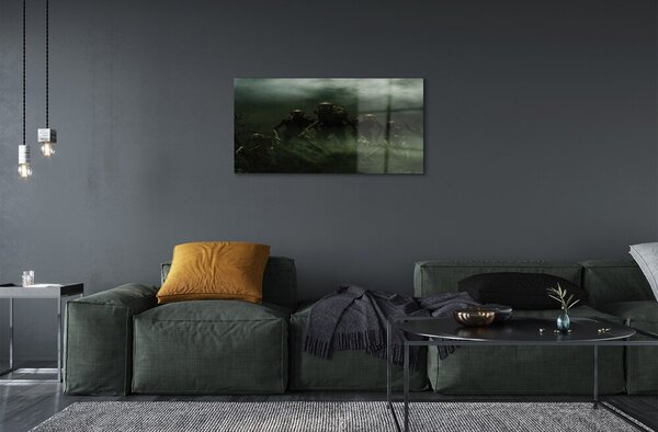 Quadro in vetro Nuvole di zombie 100x50 cm 2 appendini