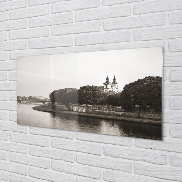 Quadro su vetro Ponte sul fiume cracovia 100x50 cm 2 appendini