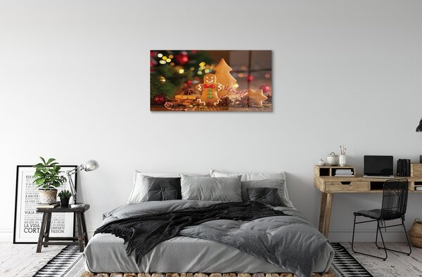 Quadro in vetro Baubles di pan di zenzero 100x50 cm 2 appendini