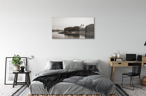 Quadro su vetro Ponte sul fiume cracovia 100x50 cm 2 appendini