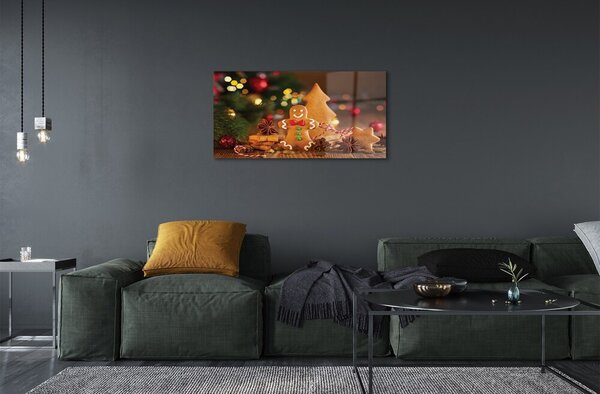 Quadro in vetro Baubles di pan di zenzero 100x50 cm 2 appendini