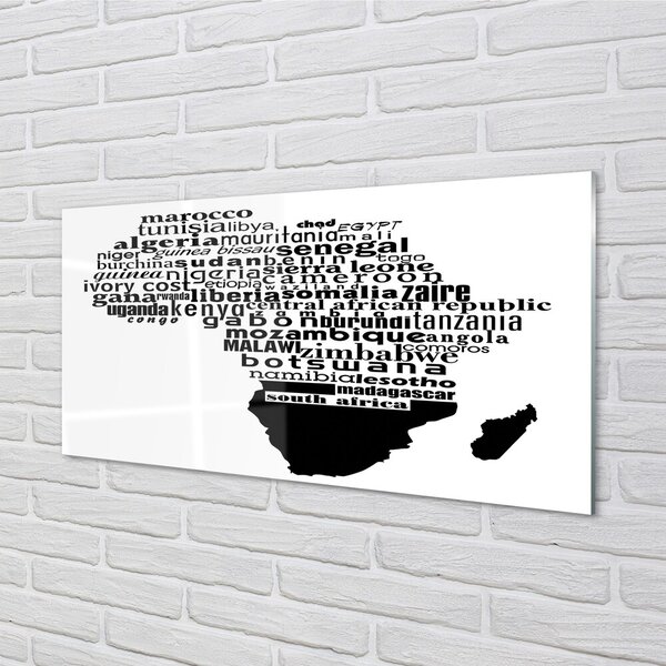 Quadro vetro Scritte in bianco e nero 100x50 cm 2 appendini
