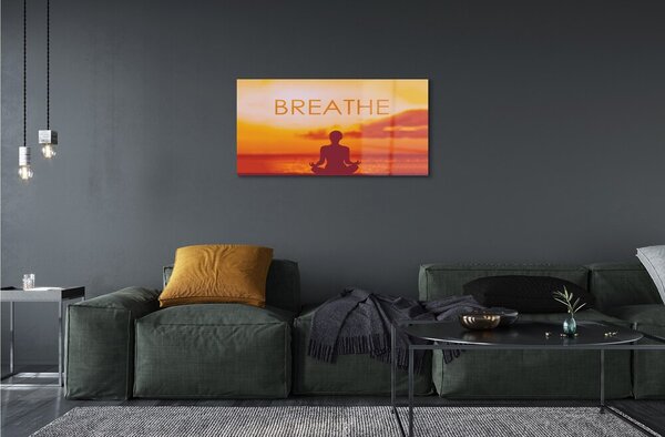 Quadro in vetro Donna con scritta sole 100x50 cm 2 appendini