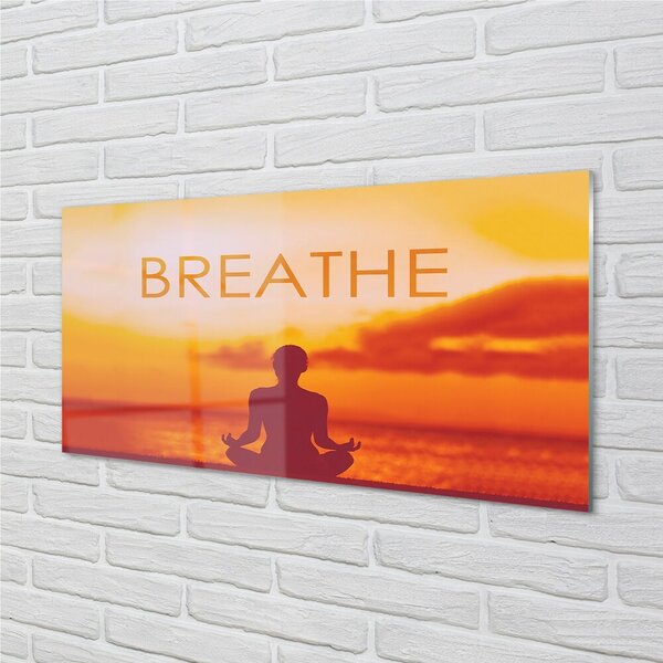 Quadro in vetro Donna con scritta sole 100x50 cm 2 appendini