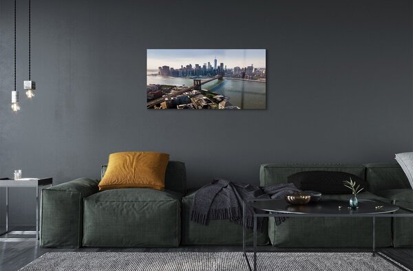 Quadro in vetro Ponte grattacieli panorama 100x50 cm 2 appendini