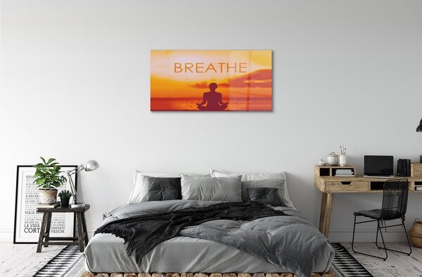 Quadro in vetro Donna con scritta sole 100x50 cm 2 appendini