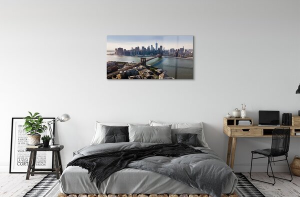 Quadro in vetro Ponte grattacieli panorama 100x50 cm 2 appendini