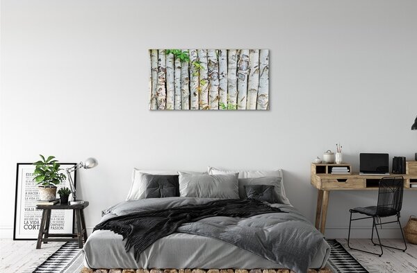 Quadro in vetro Foglie di betulla 100x50 cm 2 appendini