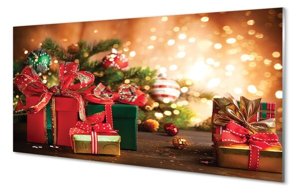 Quadro di vetro Regali luci baubles 100x50 cm 2 appendini