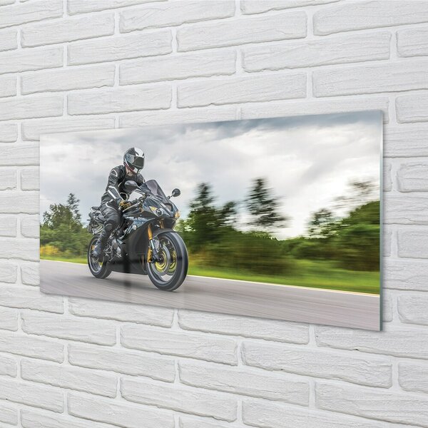 Quadro vetro Moto cielo nuvole strada 100x50 cm 2 appendini