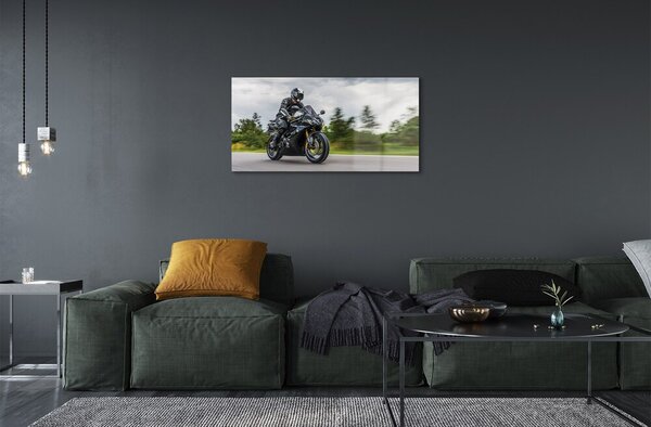 Quadro vetro Moto cielo nuvole strada 100x50 cm 2 appendini