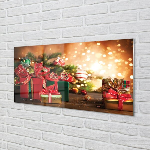 Quadro di vetro Regali luci baubles 100x50 cm 2 appendini
