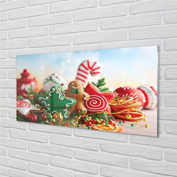 Quadro di vetro Baubles di pan di zenzero 100x50 cm 2 appendini