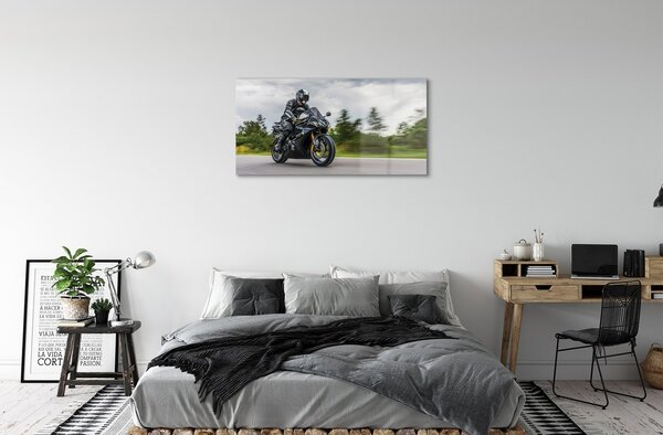 Quadro vetro Moto cielo nuvole strada 100x50 cm 2 appendini
