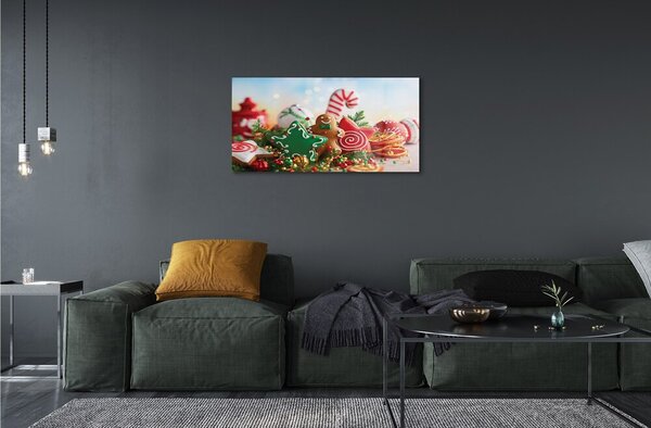 Quadro di vetro Baubles di pan di zenzero 100x50 cm 2 appendini