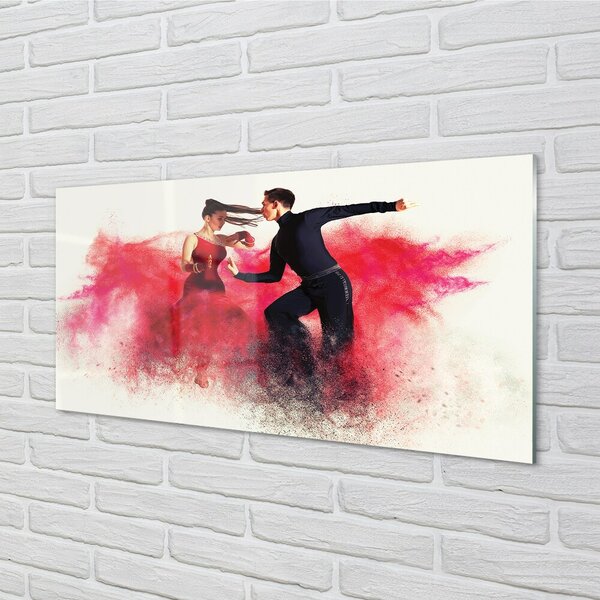 Quadro in vetro Persone fumo rosso 100x50 cm 2 appendini
