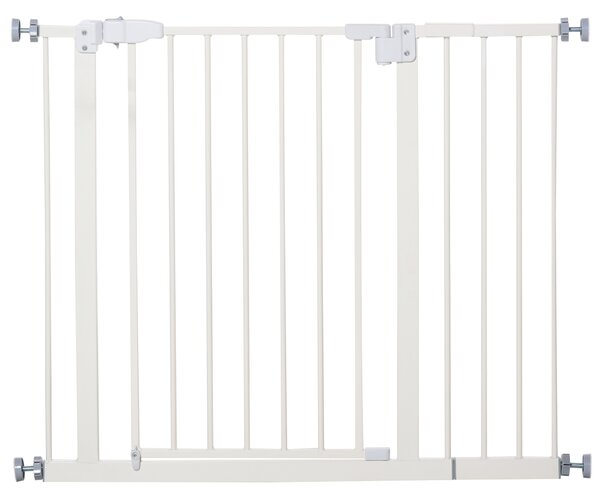 PawHut Cancelletto per Cani Estensibile con Montaggio a Pressione e Chiusura Automatica Altezza 76.2cm, Bianco