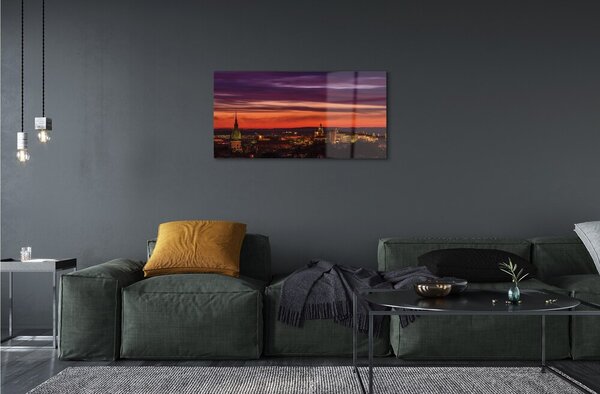 Quadro in vetro Cracovia notte panoramica 100x50 cm 2 appendini