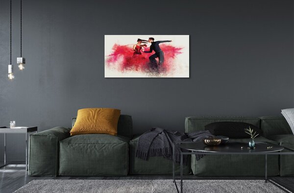 Quadro in vetro Persone fumo rosso 100x50 cm 2 appendini