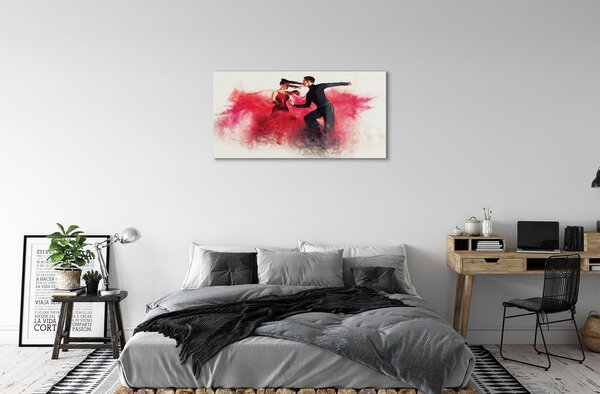 Quadro in vetro Persone fumo rosso 100x50 cm 2 appendini