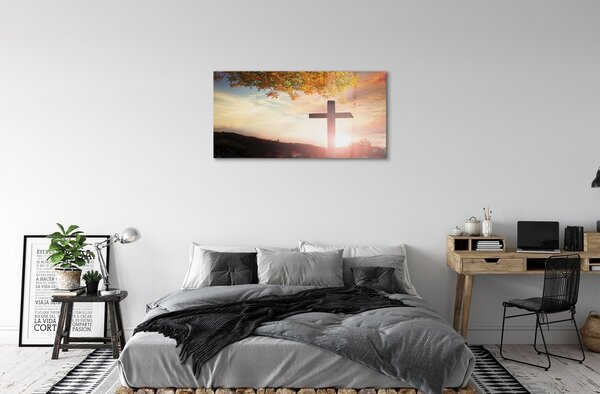 Quadro vetro Albero trasversale 100x50 cm 2 appendini