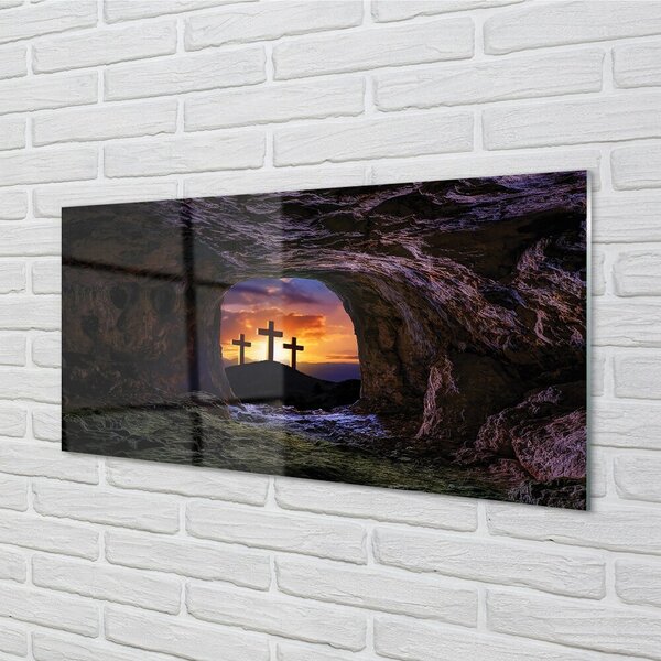 Quadro su vetro Croci al tramonto 100x50 cm 2 appendini