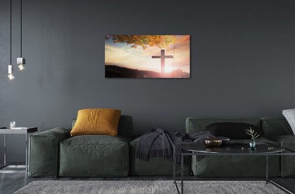 Quadro vetro Albero trasversale 100x50 cm 2 appendini