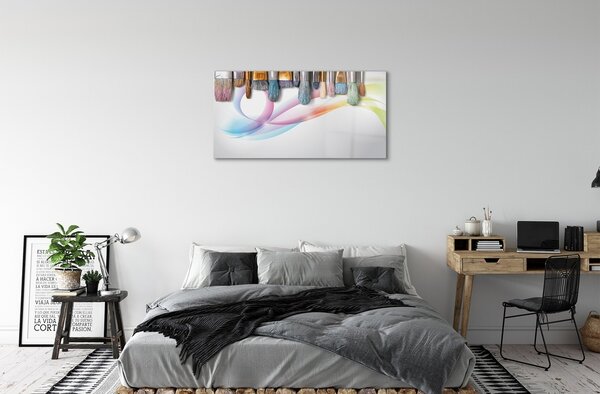 Quadro in vetro Spazzole immagine mazy 100x50 cm 2 appendini