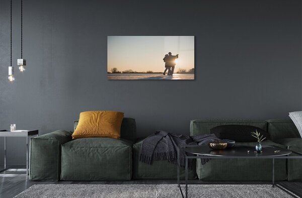Quadro in vetro La gente balla l'inverno 100x50 cm 2 appendini