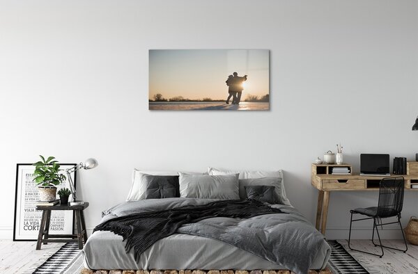 Quadro in vetro La gente balla l'inverno 100x50 cm 2 appendini