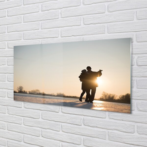 Quadro in vetro La gente balla l'inverno 100x50 cm 2 appendini