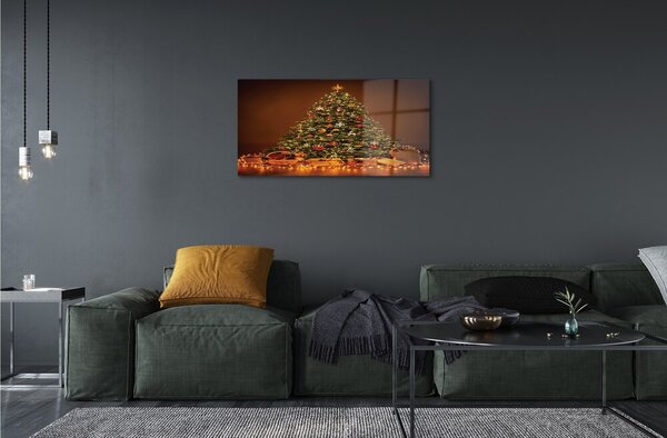 Quadro di vetro Albero di natale regali luci decorazioni 100x50 cm 2 appendini