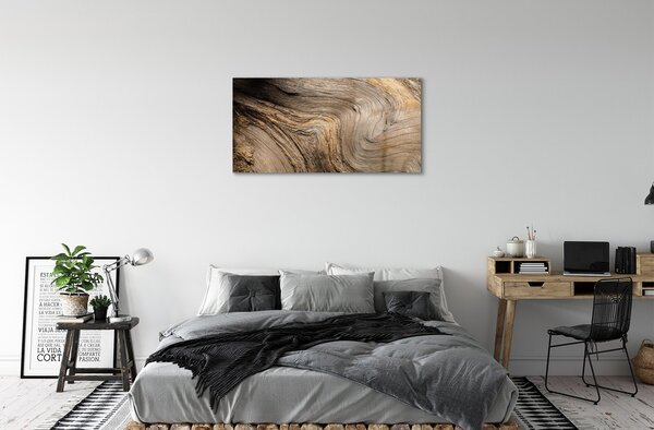 Quadro in vetro Struttura a venature di legno 100x50 cm 2 appendini