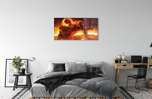 Quadro su vetro Figura di spada spaventosa 100x50 cm 2 appendini