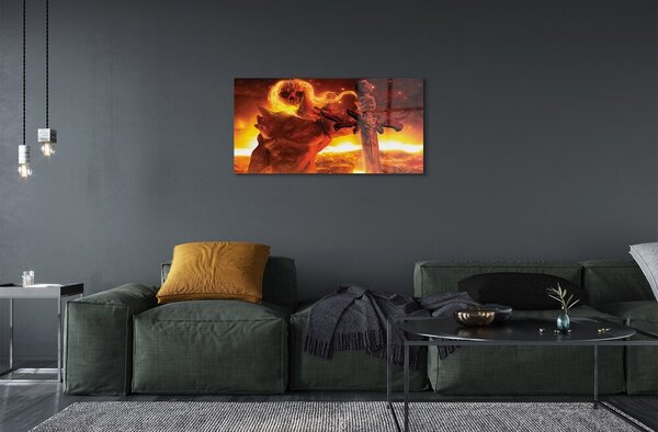 Quadro su vetro Figura di spada spaventosa 100x50 cm 2 appendini