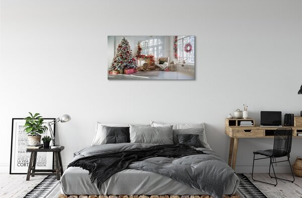 Quadro in vetro Decorazioni per l'albero di natale 100x50 cm 2 appendini