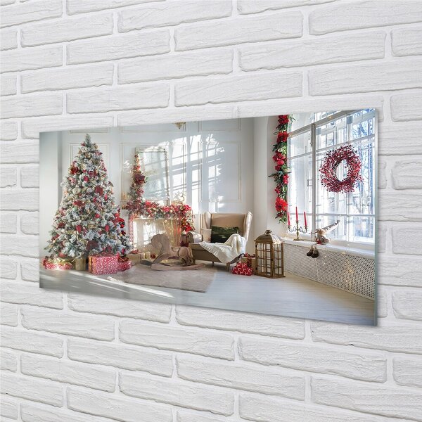 Quadro in vetro Decorazioni per l'albero di natale 100x50 cm 2 appendini