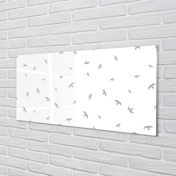 Quadro in vetro Uccelli grigi 100x50 cm 2 appendini