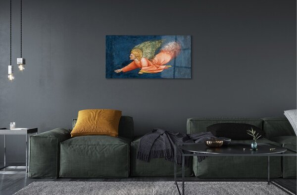 Quadro su vetro L'arte dell'angelo alato 100x50 cm 2 appendini