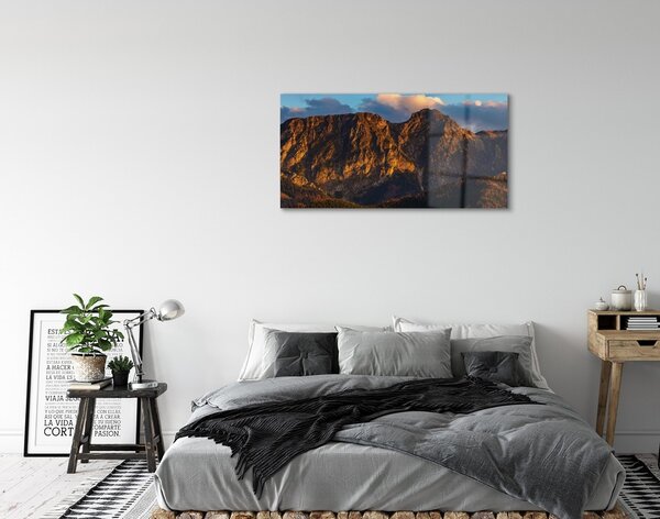 Quadro in vetro Tramonto sulle montagne 100x50 cm 2 appendini
