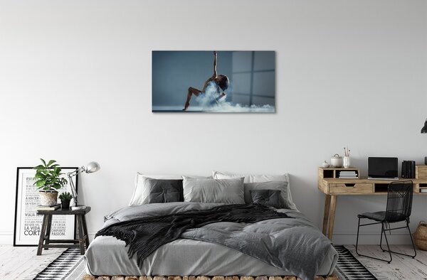 Quadro in vetro Donna che balla il fumo 100x50 cm 2 appendini