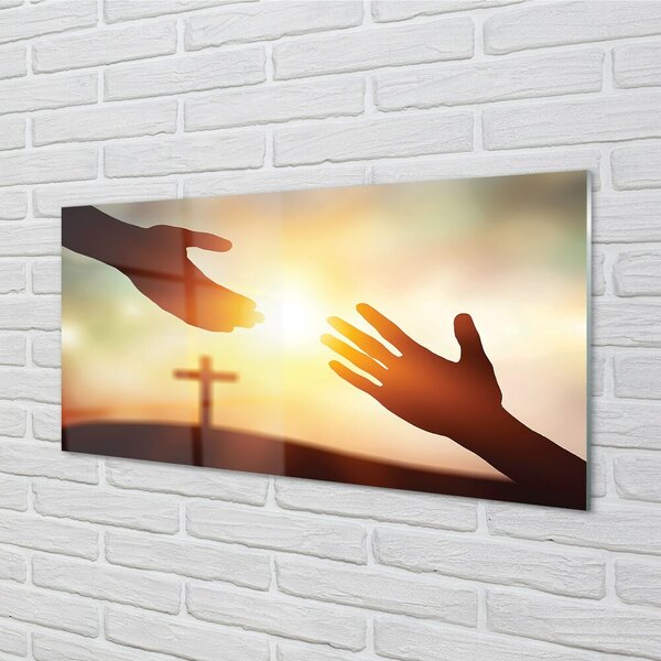 Quadro in vetro Mani incrociate 100x50 cm 2 appendini