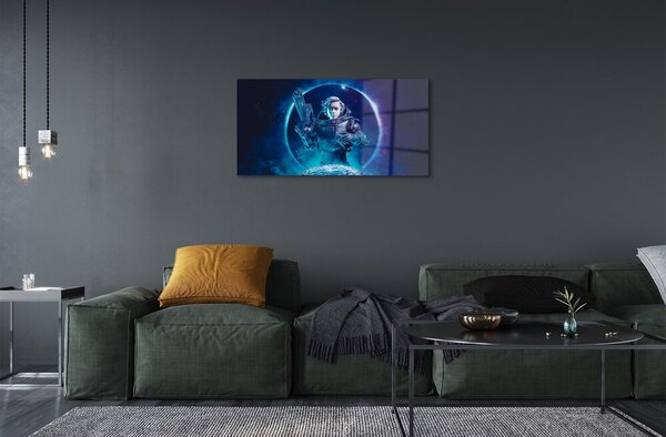 Quadro in vetro Cosmo donna luna 100x50 cm 2 appendini