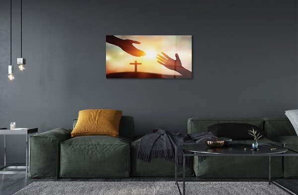 Quadro in vetro Mani incrociate 100x50 cm 2 appendini