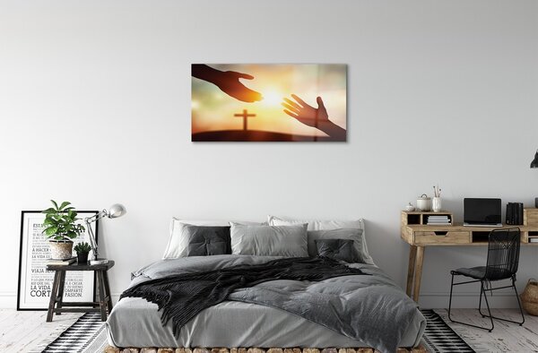 Quadro in vetro Mani incrociate 100x50 cm 2 appendini