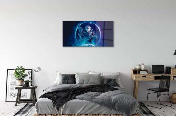 Quadro in vetro Cosmo donna luna 100x50 cm 2 appendini