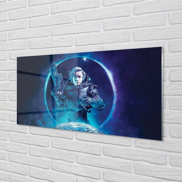 Quadro in vetro Cosmo donna luna 100x50 cm 2 appendini