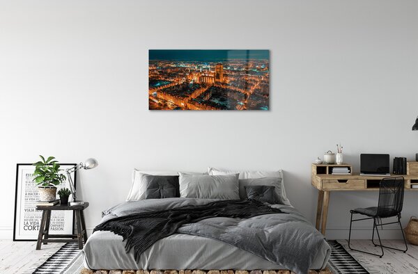 Quadro vetro Danzica chiesa notturna panoramica 100x50 cm 2 appendini
