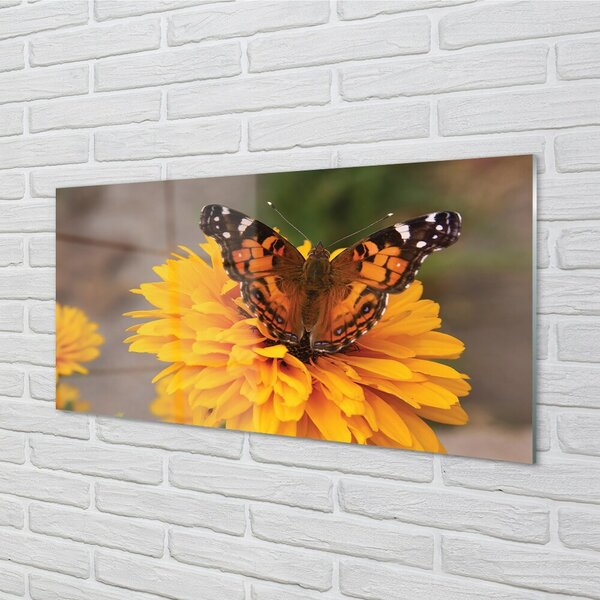 Quadro in vetro Fiore di farfalla colorato 100x50 cm 2 appendini