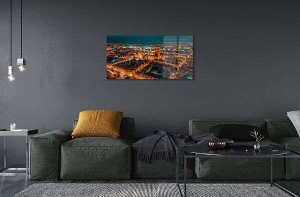Quadro vetro Danzica chiesa notturna panoramica 100x50 cm 2 appendini